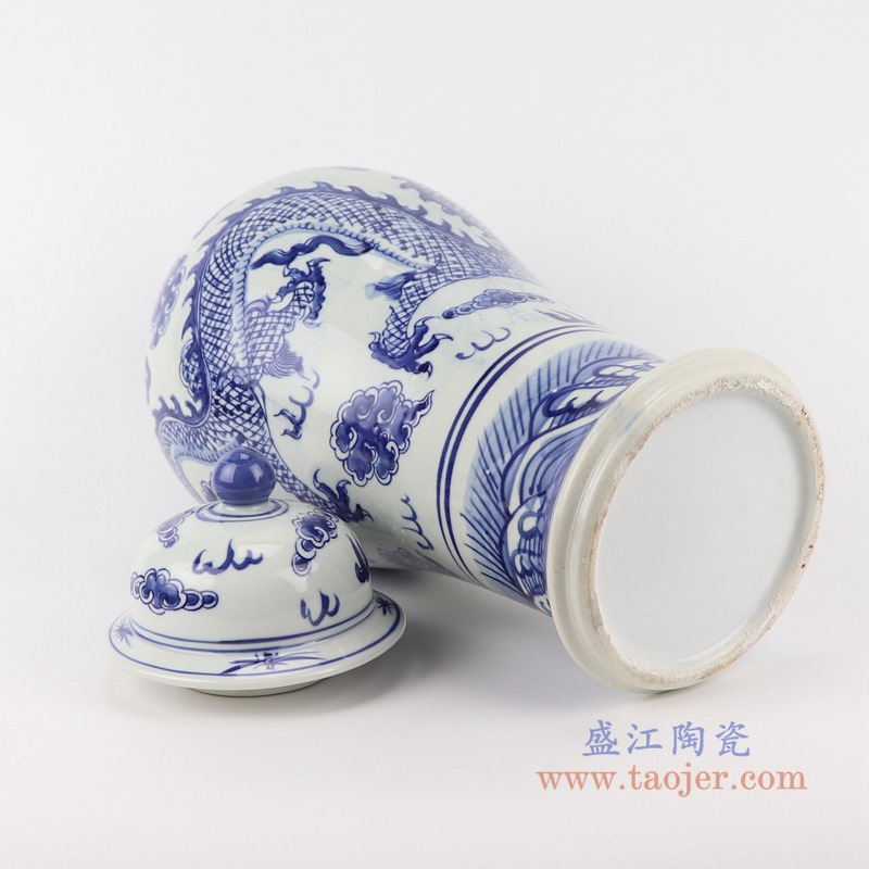 青花龙纹将军罐;产品编号：RZSC18-B       产品尺寸(单位cm):  高：47直径：20口径：底径：13重量：3.35KG