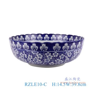 RZLE10-C   青花冰梅花边花口台盆      高：14.5直径：39.8口径：底径：20.5重量：6.1KG