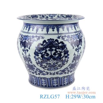 RZLG57    手绘青花双鱼纹缸       高：29直径：30口径：底径：重量：KG