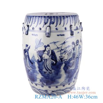 RZMA20-A   青花八仙人物鼓凳    高：46直径：36口径：底径：27.5重量：12.6KG