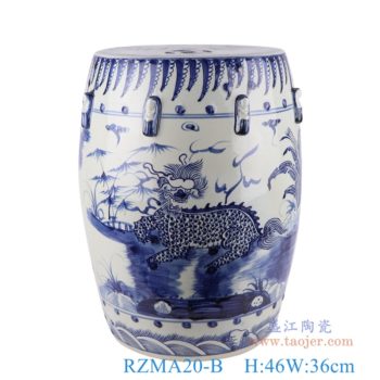 RZMA20-B  青花麒麟纹鼓凳      高：46直径：36口径：底径：27.5重量：12.6KG