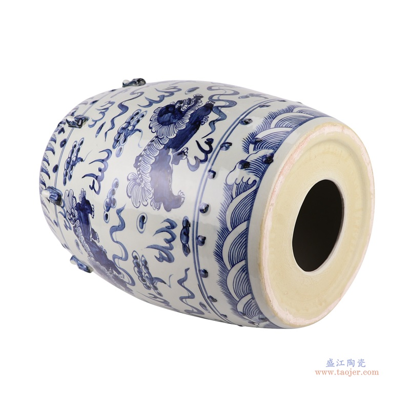 RZMA20-C   青花狮子纹鼓凳      高：46直径：36口径：底径：27.5重量：12.6KG