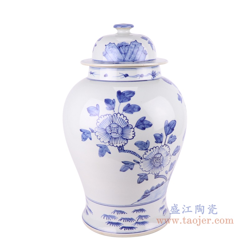 青花凤凰花鸟将军罐;产品编号:RZFI13-A 产品尺寸(单位cm): 高:直径:口径:底径:重量:KG