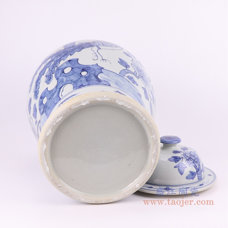 青花凤凰花鸟将军罐;产品编号:RZFI13-A 产品尺寸(单位cm): 高:直径:口径:底径:重量:KG