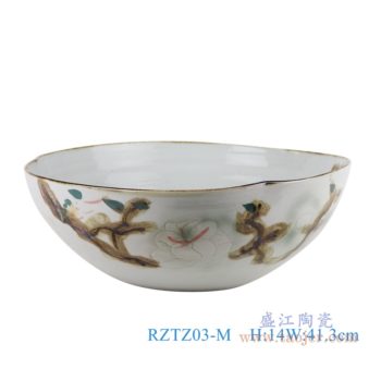 RZTZ03-M   窑变玉兰花异形水浅中号     高：14直径：41.3口径：底径：19重量：4.5KG