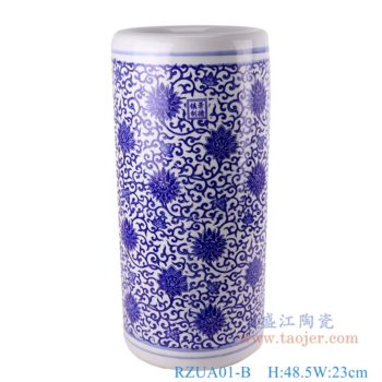RZUA01-B   青花缠枝莲笔筒      高：48.5直径：23口径：底径：21重量：6KG