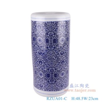 RZUA01-C   青花缠枝莲碎花笔筒     高：48.5直径：23口径：底径：21重量：6KG