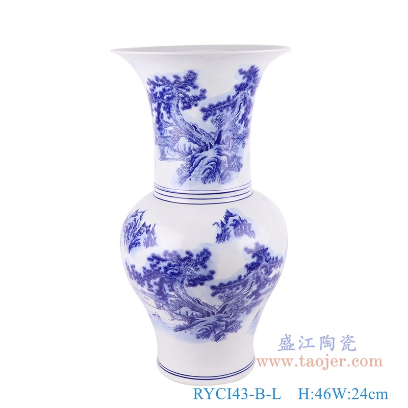 青花山水花菇大号;产品编号：RYCI43-B-L       产品尺寸(单位cm):  高：46直径：24口径：底径：14.7重量：5.15KG