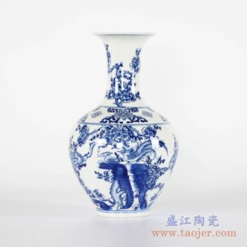 RYCI44-A    手绘青花花鸟花瓶      高：31.7直径：19.2口径：底径：9.5重量：2.2KG