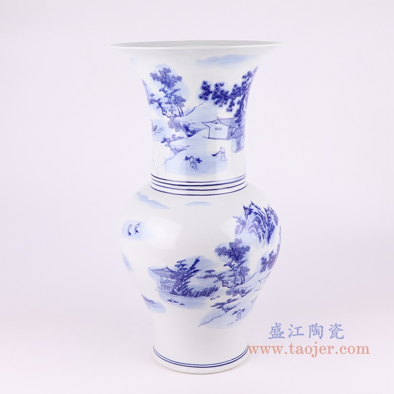 青花山水花菇大号;产品编号：RYCI43-B-L       产品尺寸(单位cm):  高：46直径：24口径：底径：14.7重量：5.15KG