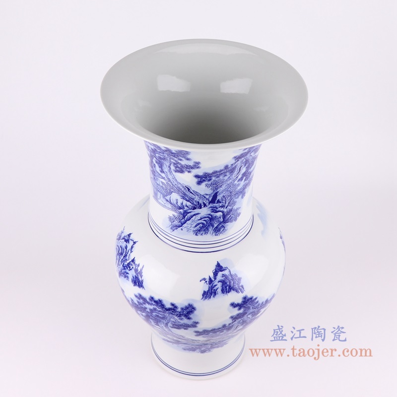 青花山水花菇大号;产品编号：RYCI43-B-L       产品尺寸(单位cm):  高：46直径：24口径：底径：14.7重量：5.15KG