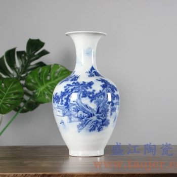 RYCI49-A     青花山水楼阁花瓶    高：33.3直径：17.5口径：底径：11重量：2.22KG