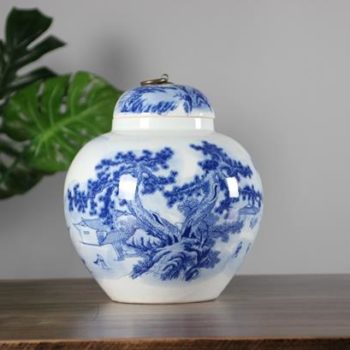 RYCI51-a   青花山水茶叶罐储物罐带盖密封    高：24.7直径：22口径：底径：11重量：2.66KG