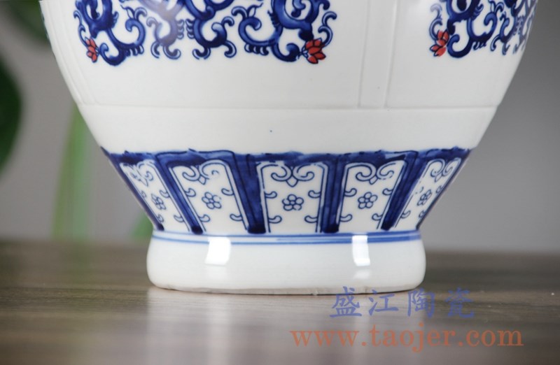 青花釉里红仿古山水花瓶花插 ;产品编号:RYCI52-A 产品尺寸(单位cm): 高:19.4直径:19.5口径:底径:10.8重量:2.7KG