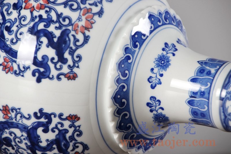 青花釉里红仿古山水花瓶花插 ;产品编号:RYCI52-A 产品尺寸(单位cm): 高:19.4直径:19.5口径:底径:10.8重量:2.7KG