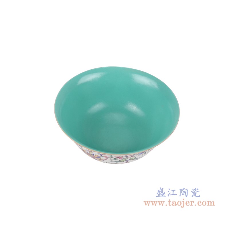 粉彩珐琅彩白底扒花缠枝莲八寸碗;产品编号：RYLW38       产品尺寸(单位cm):  高：9.8直径：20.2口径：底径：7.2重量：0.5KG