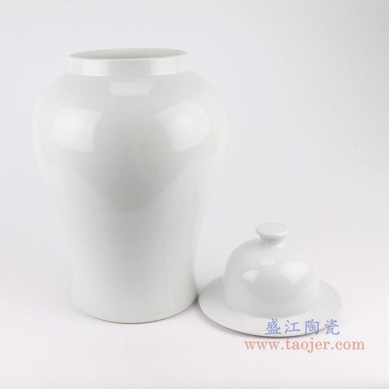纯白色将军罐;产品编号：RYNQ265       产品尺寸(单位cm):  高：46.5直径：26.4口径：底径：18.5重量：6.4KG