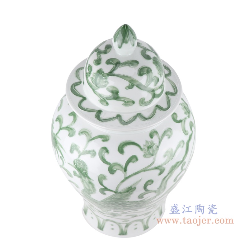 绿色龙纹将军罐小号;产品编号：RYNQ268-S       产品尺寸(单位cm):  高：48.5直径：26.5口径：底径：19重量：6.45KG