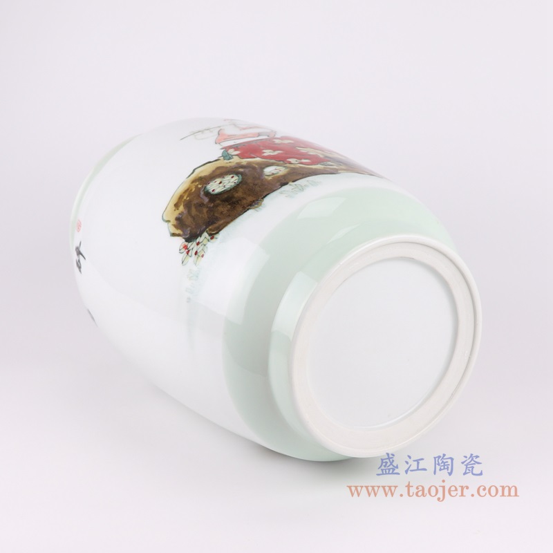 窑变颜色釉彩色童子吹笛冬瓜瓶;产品编号：RZBI12       产品尺寸(单位cm):  高：39直径：24.6口径：底径：16.2重量：3.45KG