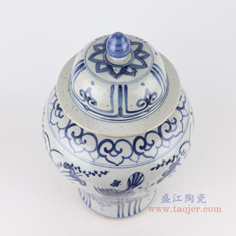 青花鱼藻纹将军罐;产品编号：RZFB40-C       产品尺寸(单位cm):  高：40直径：24口径：底径：16.2重量：4.5KG