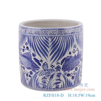 RZFH18-D    青花鱼藻纹笔筒香炉      高：18.5直径：19口径：底径：19重量：2.4KG