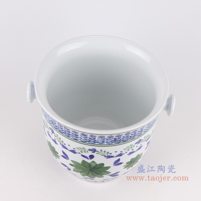 绿色花卉提篮花篮花盆;产品编号：RZFS03-A 产品尺寸(单位cm): 高：38直径：26.8口径：底径：15.8重量：3.35KG