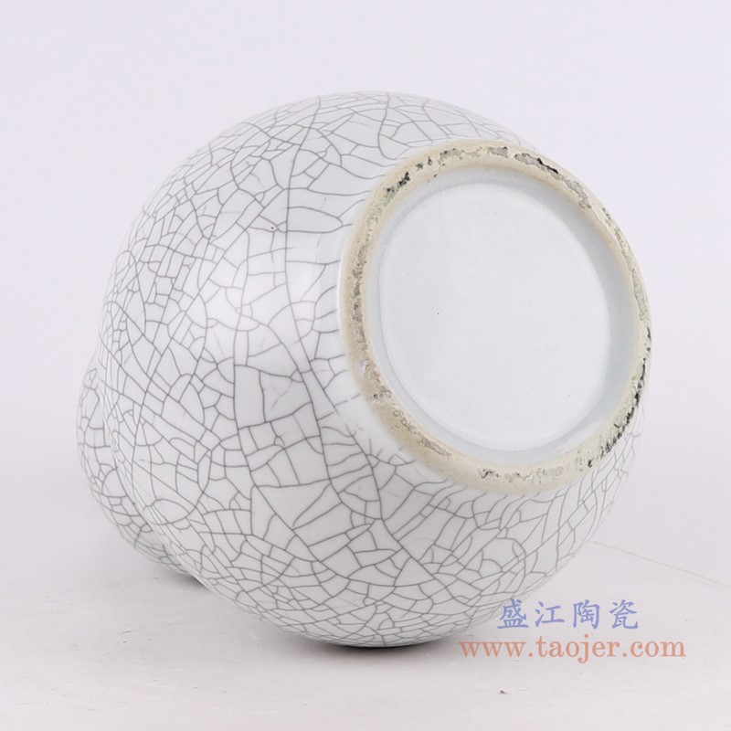 白色裂纹釉金丝铁线开片葫芦瓶;产品编号:RZJX05-A 产品尺寸(单位cm): 高:29.7直径:19.7口径:底径:11.8重量:2KG