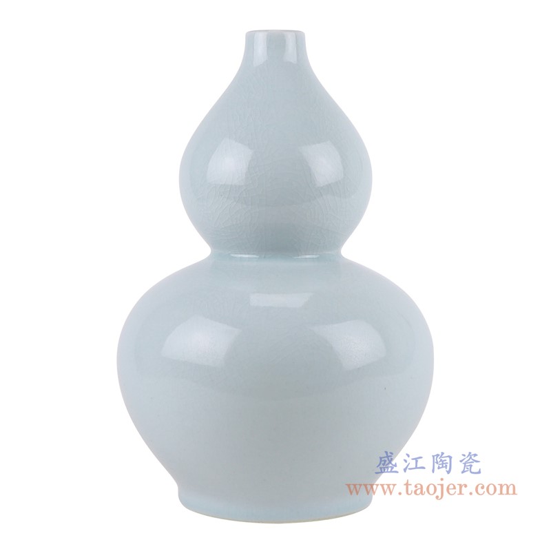 影青裂纹釉开片葫芦瓶;产品编号:RZJX05-C 产品尺寸(单位cm): 高:29.7直径:19.7口径:底径:11.8重量:2KG