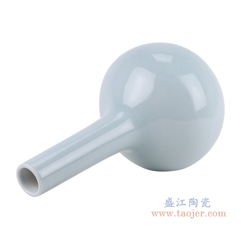 影青裂纹釉开片天球瓶;产品编号:RZJX08 产品尺寸(单位cm): 高:34.7直径:19口径:底径:10.5重量:1.85KG