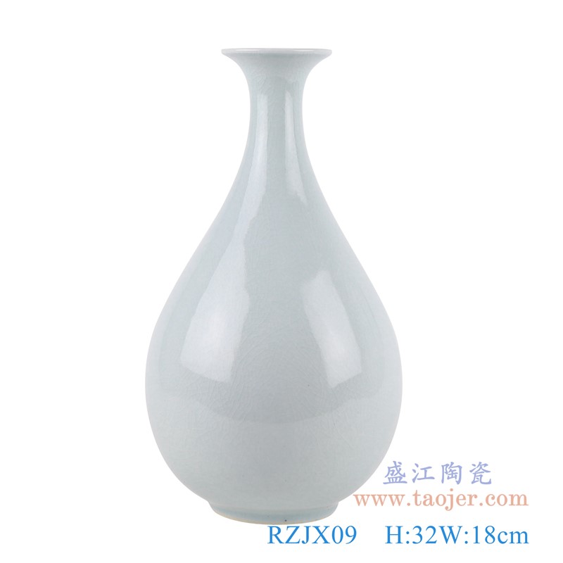 影青裂纹釉开片玉壶春瓶;产品编号:RZJX09 产品尺寸(单位cm): 高:32直径:18口径:底径:8.8重量:1.6KG