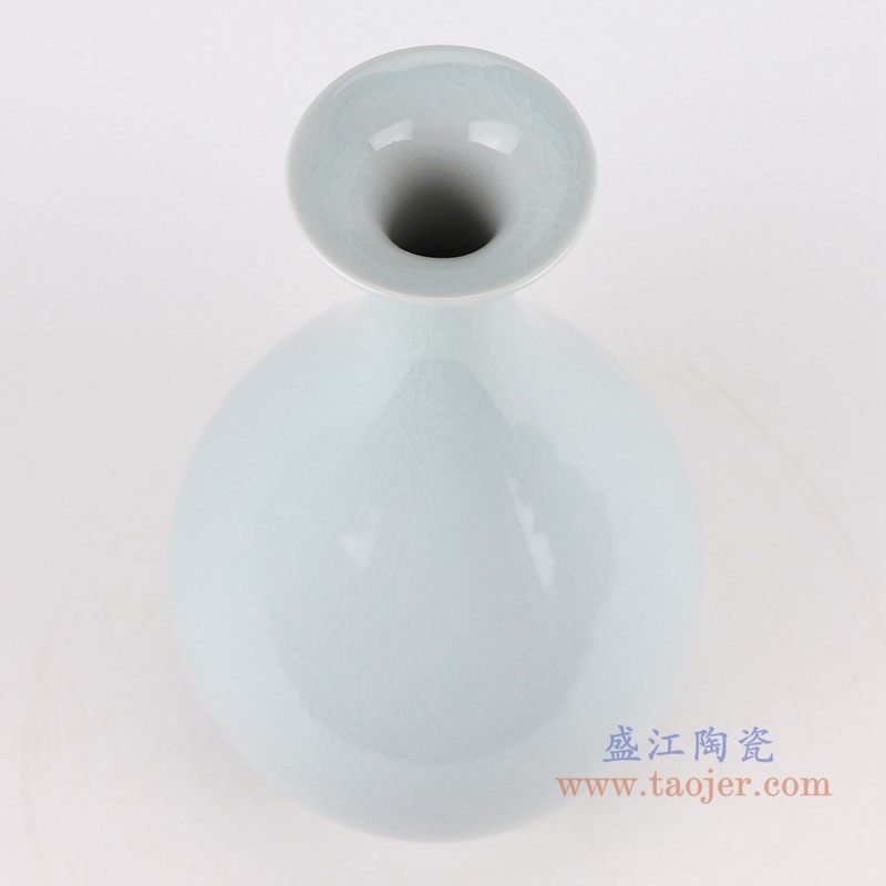 影青裂纹釉开片玉壶春瓶;产品编号:RZJX09 产品尺寸(单位cm): 高:32直径:18口径:底径:8.8重量:1.6KG