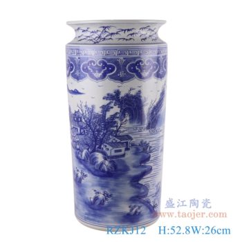 RZKJ12   青花山水箭筒伞筒      高：52.8直径：26口径：底径：20.5重量：9KG