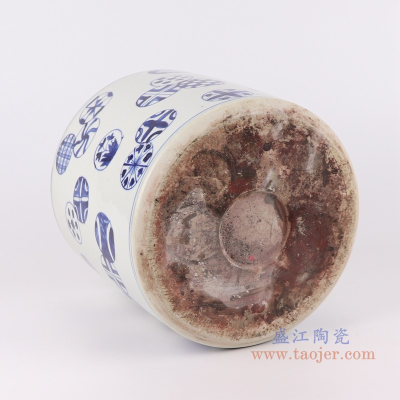 青花圆圈图案笔筒;产品编号:RZKY33-C-L 产品尺寸(单位cm): 高:21.4直径:22.7口径:底径:20重量:3.45KG