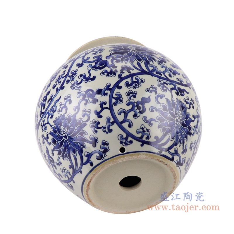 青花缠枝莲灯具;产品编号:RZKY35-DS 产品尺寸(单位cm): 高:29.5直径:29口径:底径:14.5重量:4.6KG