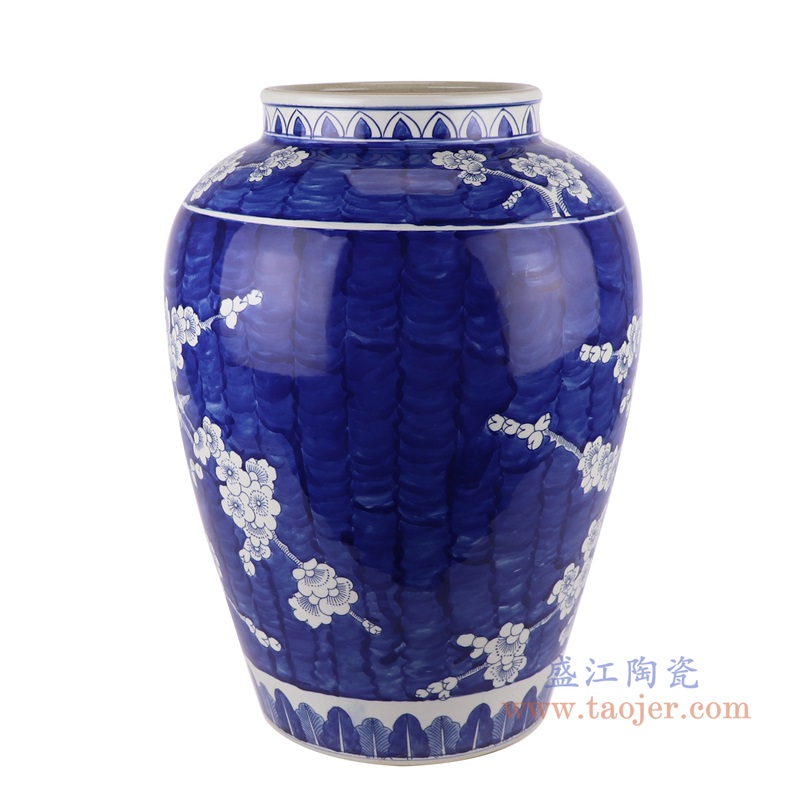 青花冰梅罐子花瓶;产品编号：RZKY36       产品尺寸(单位cm):  高：45.8直径：33口径：底径：21.5重量：10.9KG