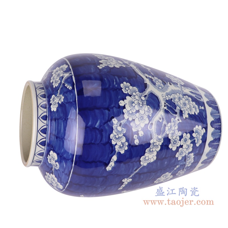 青花冰梅罐子花瓶;产品编号：RZKY36       产品尺寸(单位cm):  高：45.8直径：33口径：底径：21.5重量：10.9KG