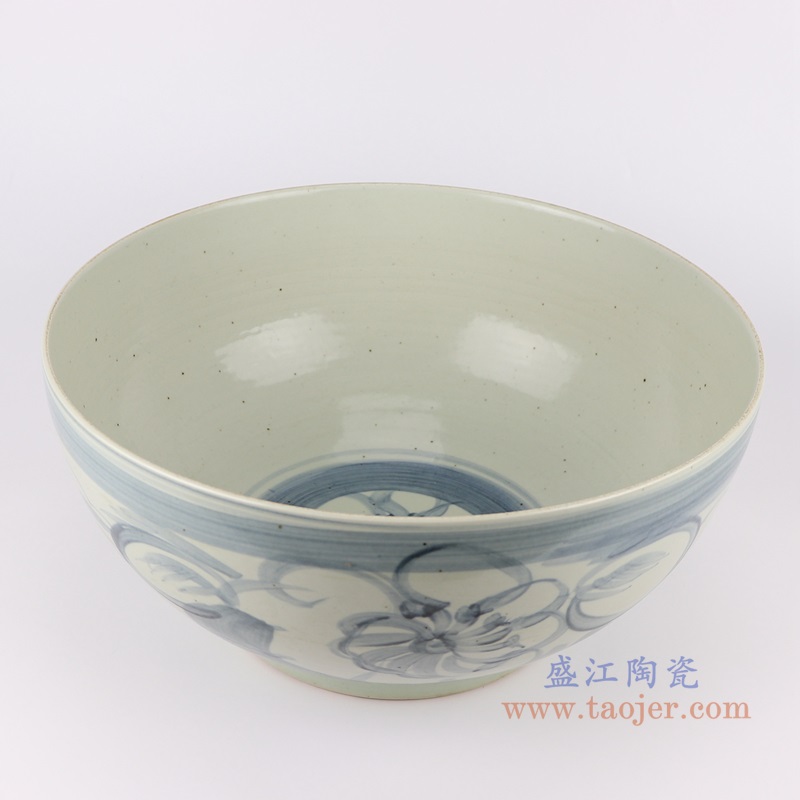 仿古青花写意太阳花大碗;产品编号:RZNA12 产品尺寸(单位cm): 高:20直径:41口径:底径:22.7重量:5.9KG