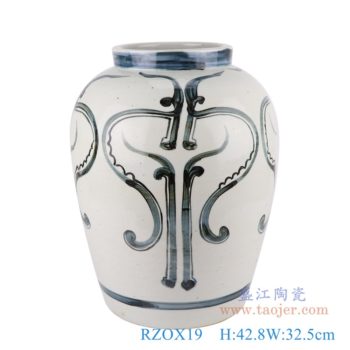 RZOX19    墨彩写意条纹罐     高：42.8直径：32.5口径：底径：23.5重量：9.5KG
