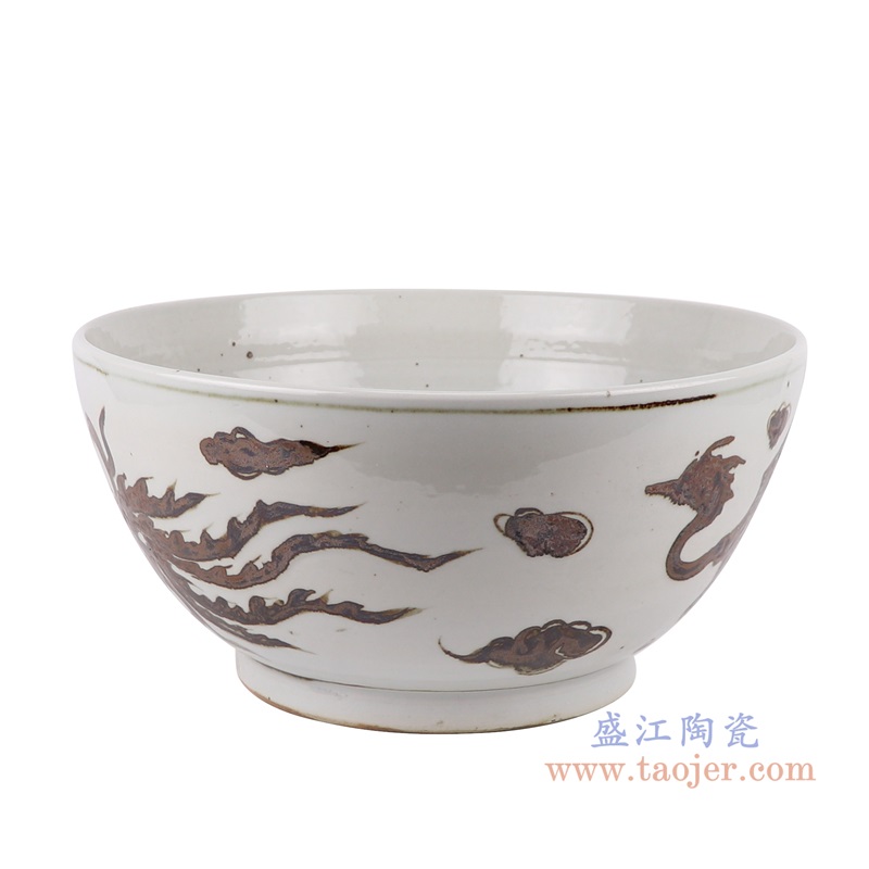 矾红铁锈红凤凰纹大碗;产品编号：RZOX20       产品尺寸(单位cm):  高：17.5直径：37口径：底径：20重量：4.65KG
