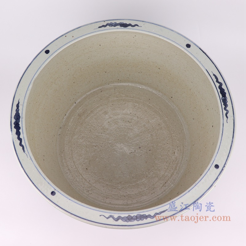 仿古青花鱼藻纹水浅大碗缸;产品编号:RZPJ17 产品尺寸(单位cm): 高:22.5直径:47口径:底径:34.2重量:9.7KG