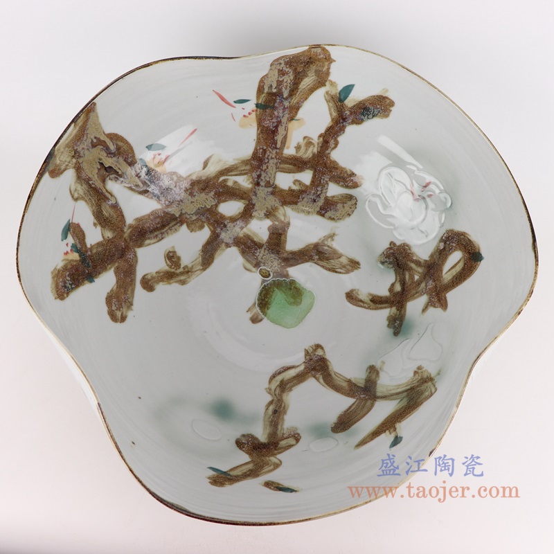 窑变玉兰花异形水浅大号;产品编号：RZTZ03-L       产品尺寸(单位cm):  高：18直径：48.8口径：底径：22.8重量：8KG