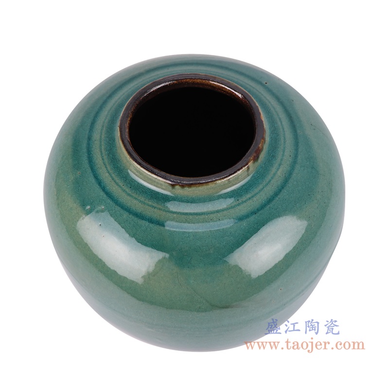 颜色釉绿色小罐子;产品编号:RZUB02 产品尺寸(单位cm): 高:19.6直径:22.5口径:底径:14.4重量:2.5KG
