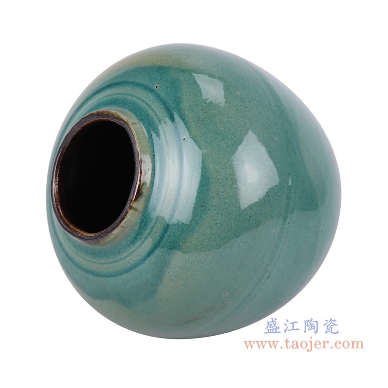 颜色釉绿色小罐子;产品编号:RZUB02 产品尺寸(单位cm): 高:19.6直径:22.5口径:底径:14.4重量:2.5KG