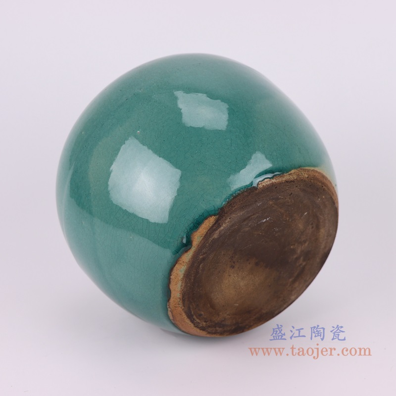 颜色釉绿色小罐子;产品编号:RZUB02 产品尺寸(单位cm): 高:19.6直径:22.5口径:底径:14.4重量:2.5KG