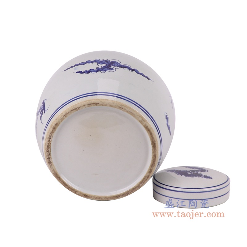 青花龙纹眀罐,产品编号:RZTQ05-B-S 产品尺寸(单位cm): 高27直径24口径底径17.5重量2.55KG