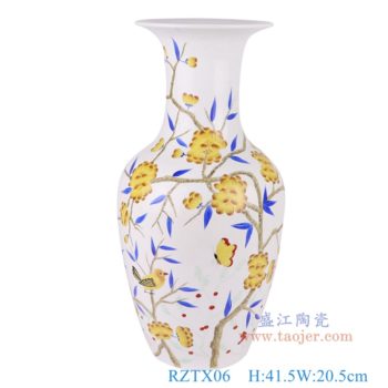 RZTX06   新彩手绘花鸟花瓶     高41.5直径20.5口径底径10重量3.2KG
