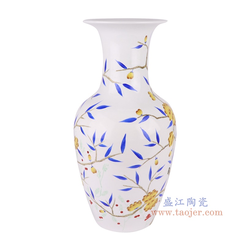 新彩手绘花鸟花瓶，产品编号：RZTX06       产品尺寸(单位cm):  高41.5直径20.5口径底径10重量3.2KG