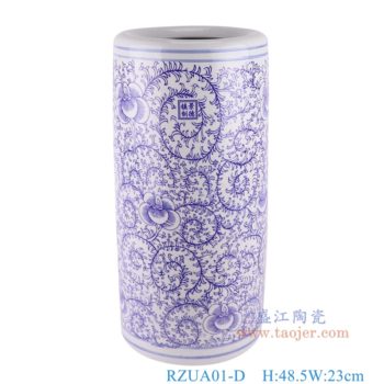 RZUA01-D   青花缠枝串花纹箭筒伞筒     高48.5直径23口径底径21重量6KG