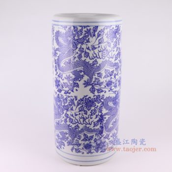 RZUA01-E  青花缠枝龙纹箭筒伞筒     高48.5直径23口径底径21重量6KG