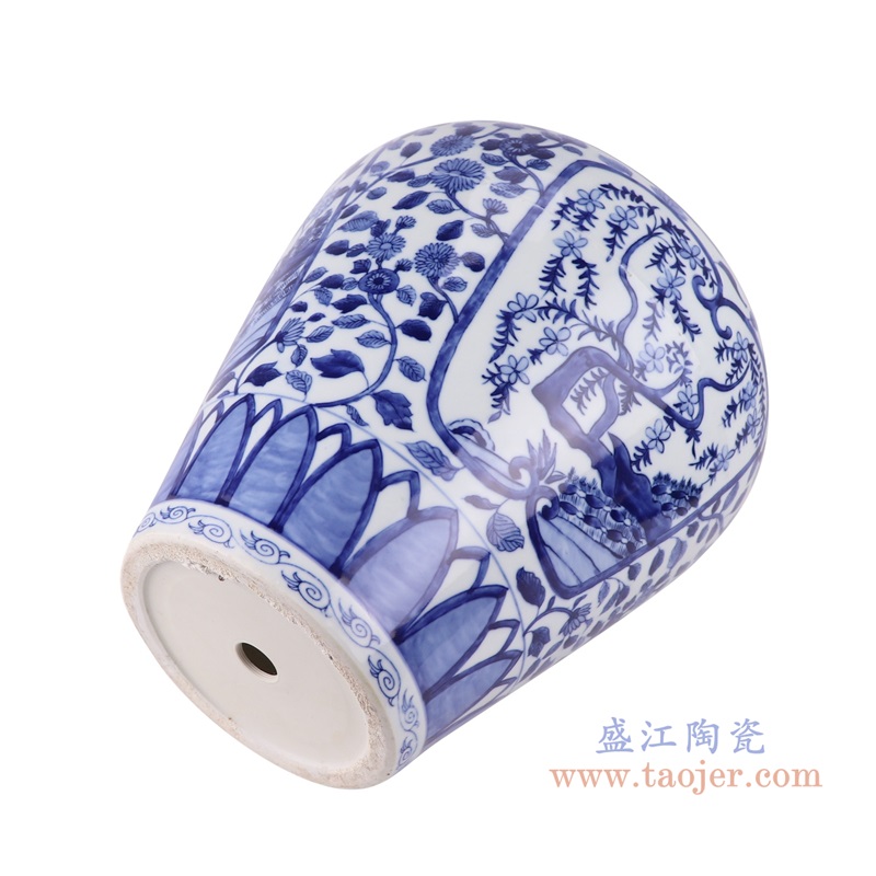 青花开窗花卉灯具罐子，产品编号：RZUL03       产品尺寸(单位cm):  高35直径29.5口径底径16.3重量6.3KG